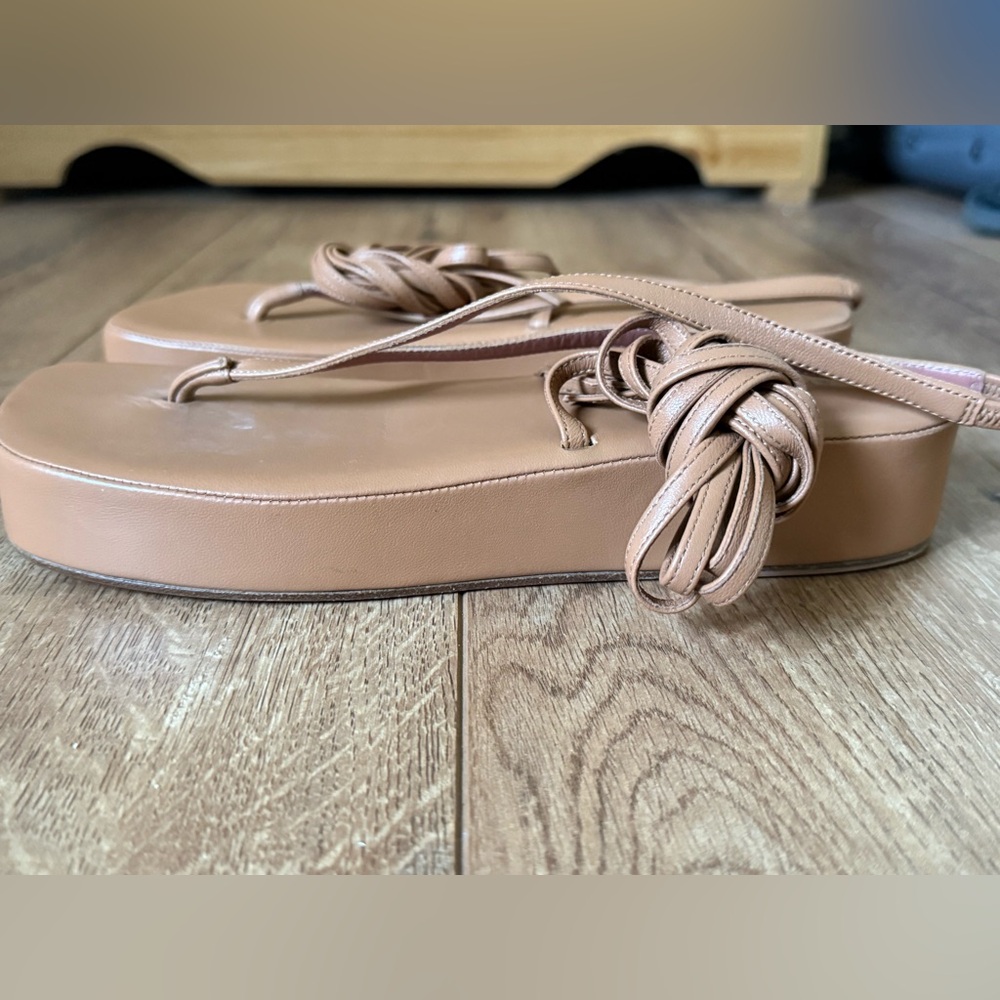 Womens Tan Knot Strappy Platform Sandals